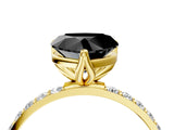 Yellow gold Fancy Black Heart Cut Diamond Solitaire Engagement Ring with Pavé Band and Prong Setting_4