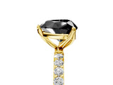 Yellow gold Fancy Black Heart Cut Diamond Solitaire Engagement Ring with Pavé Band and Prong Setting_5