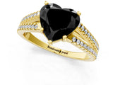Yellow gold Fancy Black Heart Cut Diamond Solitaire Engagement Ring with Split Shank Pavé Band_13