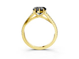 Yellow gold Fancy Black Heart Cut Diamond Solitaire Engagement Ring with Split Shank Pavé Band_15