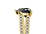 Yellow gold Fancy Black Heart Cut Diamond Solitaire Engagement Ring with Split Shank Pavé Band_17