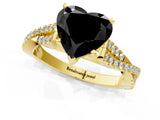 Yellow gold Fancy Black Heart Cut Diamond Solitaire Engagement Ring with Twisted Pavé Band and Four-Prong Setting_25