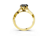 Yellow gold Fancy Black Heart Cut Diamond Solitaire Engagement Ring with Twisted Pavé Band and Four-Prong Setting_27