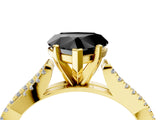 Yellow gold Fancy Black Heart Cut Diamond Solitaire Engagement Ring with Twisted Pavé Band and Four-Prong Setting_28