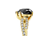 Yellow gold Fancy Black Heart Cut Diamond Solitaire Engagement Ring with Twisted Pavé Band and Four-Prong Setting_29