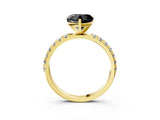 Yellow gold Fancy Black Heart Cut Diamond Solitaire Pavé Band with Four-Prong Setting_3