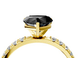 Yellow gold Fancy Black Heart Cut Diamond Solitaire Pavé Band with Four-Prong Setting_4