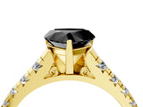 Yellow gold Fancy Black Heart Cut Diamond Solitaire Ring with Cathedral Setting and Pavé Band_4