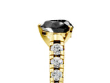 Yellow gold Fancy Black Heart Cut Diamond Solitaire Ring with Cathedral Setting and Pavé Band_5