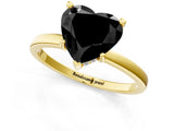 Yellow gold Fancy Black Heart Cut Diamond Solitaire Ring with Classic Band and Four-Prong Setting_1