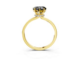 Yellow gold Fancy Black Heart Cut Diamond Solitaire Ring with Classic Band and Four-Prong Setting_3