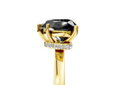 Yellow gold Fancy Black Heart Cut Diamond Solitaire Ring with Classic Band and Four-Prong Setting_5