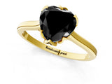 Yellow gold Fancy Black Heart Cut Diamond Solitaire Ring with Flower Prong Setting and Classic Band_13