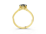Yellow gold Fancy Black Heart Cut Diamond Solitaire Ring with Flower Prong Setting and Classic Band_15