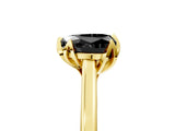 Yellow gold Fancy Black Heart Cut Diamond Solitaire Ring with Flower Prong Setting and Classic Band_17