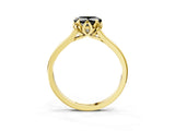 Yellow gold Fancy Black Heart Cut Diamond Solitaire Ring with Flower Prong Setting and Classic Band_39