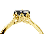 Yellow gold Fancy Black Heart Cut Diamond Solitaire Ring with Flower Prong Setting and Classic Band_40