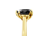 Yellow gold Fancy Black Heart Cut Diamond Solitaire Ring with Flower Prong Setting and Classic Band_41