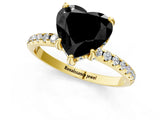 Yellow gold Fancy Black Heart Cut Diamond Solitaire Ring with Four-Prong Setting and Pavé Band_4