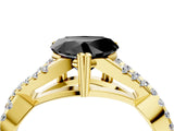 Yellow gold Fancy Black Heart Cut Diamond Solitaire Ring with Four-Prong Setting and Twisted Pavé Band_4