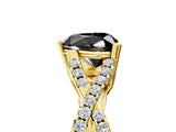 Yellow gold Fancy Black Heart Cut Diamond Solitaire Ring with Four-Prong Setting and Twisted Pavé Band_5
