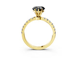 Yellow gold Fancy Black Heart Cut Diamond Solitaire Ring with Pavé Accents and Four-Prong Setting_3