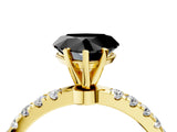 Yellow gold Fancy Black Heart Cut Diamond Solitaire Ring with Pavé Accents and Four-Prong Setting_4