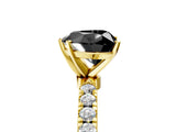 Yellow gold Fancy Black Heart Cut Diamond Solitaire Ring with Pavé Accents and Four-Prong Setting_5