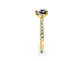 Yellow gold Fancy Black Heart Cut Diamond Solitaire Ring with Pavé Band and Four-Prong Setting_2