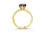 Yellow gold Fancy Black Heart Cut Diamond Solitaire Ring with Pavé Band and Four-Prong Setting_3