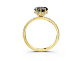 Yellow gold Fancy Black Heart Cut Diamond Solitaire Ring with Pavé Band and Hidden Halo_51