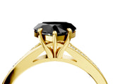 Yellow gold Fancy Black Heart Cut Diamond Solitaire Ring with Pavé Band and Prong Setting_16