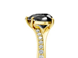 Yellow gold Fancy Black Heart Cut Diamond Solitaire Ring with Pavé Band and Prong Setting_17