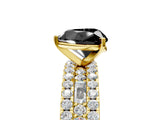 Yellow gold Fancy Black Heart Cut Diamond Solitaire Ring with Pavé and Channel Set Band_5
