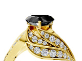 Yellow gold Fancy Black Heart Cut Diamond Solitaire Ring with Prong Setting and Twisted Pavé Band_4