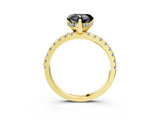 Yellow gold Fancy Black Heart Cut Diamond Solitaire Ring with Round  Pavé Band and Four-Prong Setting_51