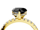 Yellow gold Fancy Black Heart Cut Diamond Solitaire Ring with Round  Pavé Band and Four-Prong Setting_52