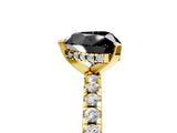 Yellow gold Fancy Black Heart Cut Diamond Solitaire Ring with Round  Pavé Band and Four-Prong Setting_53