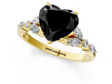 Yellow gold Fancy Black Heart Cut Diamond Solitaire Ring with Side Stones and Four-Prong Setting_13