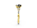 Yellow gold Fancy Black Heart Cut Diamond Solitaire Ring with Side Stones and Four-Prong Setting_14