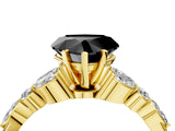 Yellow gold Fancy Black Heart Cut Diamond Solitaire Ring with Side Stones and Four-Prong Setting_16