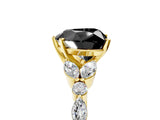 Yellow gold Fancy Black Heart Cut Diamond Solitaire Ring with Side Stones and Four-Prong Setting_17