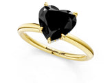 Yellow gold Fancy Black Heart Cut Diamond Solitaire Ring with Thin Band and Four-Prong Setting_1