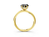 Yellow gold Fancy Black Heart Cut Diamond Solitaire Ring with Thin Band and Four-Prong Setting_3