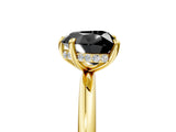 Yellow gold Fancy Black Heart Cut Diamond Solitaire Ring with Thin Band and Four-Prong Setting_5
