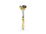 Yellow gold Fancy Black Heart Cut Diamond Solitaire with Side Baguettes and Channel Set Band_2