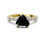 Yellow gold Fancy Black Heart Cut Diamond Solitaire with Side Stones, Pave Band, Four-Prong Setting_36