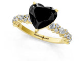 Yellow gold Fancy Black Heart Cut Diamond Solitaire with Side Stones, Pave Band, Four-Prong Setting_37