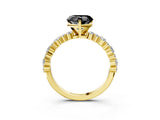 Yellow gold Fancy Black Heart Cut Diamond Solitaire with Side Stones, Pave Band, Four-Prong Setting_39