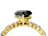 Yellow gold Fancy Black Heart Cut Diamond Solitaire with Side Stones, Pave Band, Four-Prong Setting_40